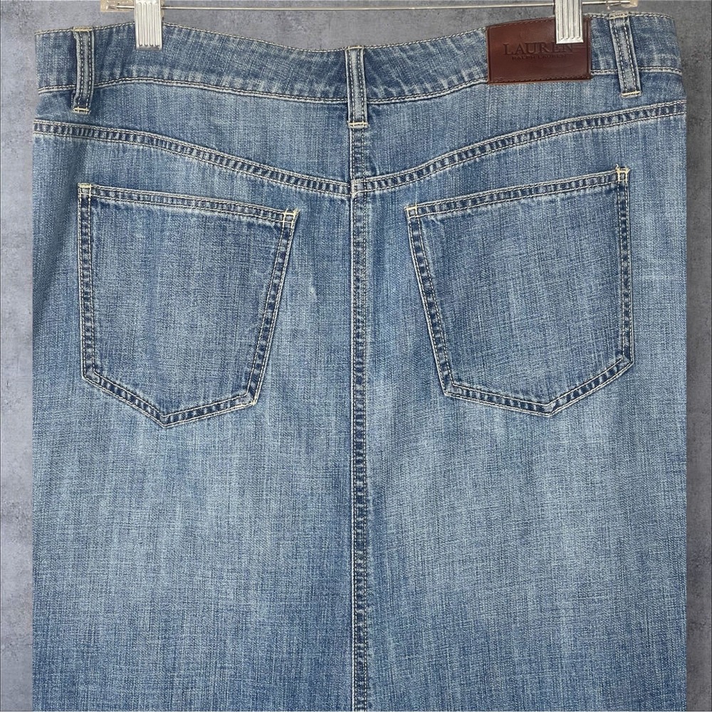 Lauren Ralph Lauren Denim Midi Skirt Womens 10 Western Boho Old Money Prairie - Picture 6 of 8